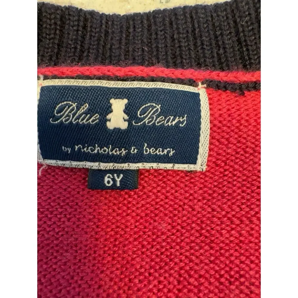 Blue bears By Nicolas And bears Girls Pink Navy Equestrian Crest Cardigan 6 Year